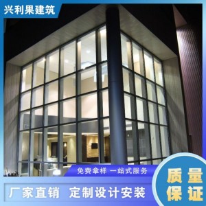 铝合金壁挂式半隐框玻璃幕墙 写字楼建筑外立面半隐幕墙设计施工