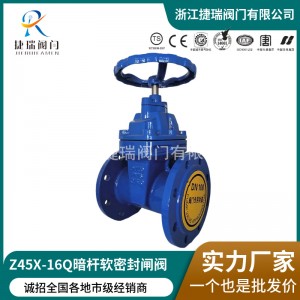 Z45X-16Q球磨铸铁弹性座封软密封工程消防自来水污水暗杆法兰闸阀