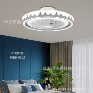圆形led风扇吸顶灯现代简约北欧卧室灯餐厅灯儿童房书房隐形风扇
