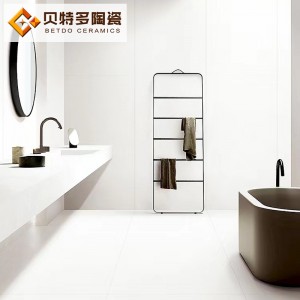 600*600纯白亮光瓷砖格栅面仿古砖奶油白卫生间墙砖米白厕所地砖