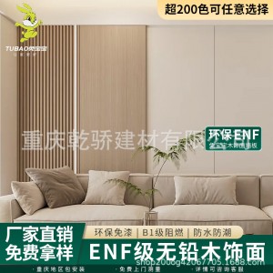 木饰面护墙板竹木纤维ENF室内装饰背景墙实心无缝碳晶板集成墙板