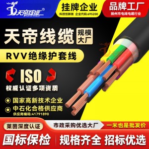 厂家直销天帝RVV电源线26810芯无氧铜控制信号线工程电线电缆