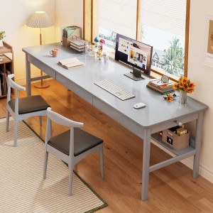 双人书桌窗边长条桌加长实木电脑桌大人家用卧室办公学生学习桌子