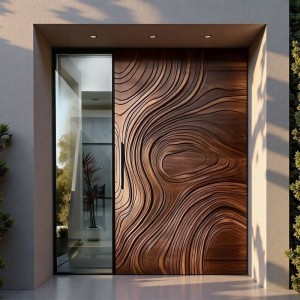 铸铝偏轴门入户对开子母门别墅大门进户防盗玻璃断桥系统定制国外