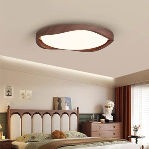 现代简约北欧轻奢大气家用智能吸顶灯胡桃木复古护眼房间灯卧室灯
