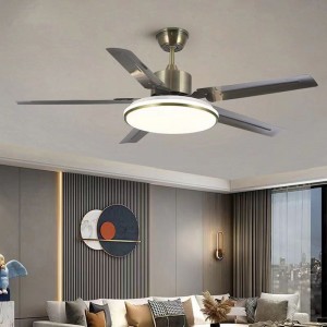 LED北欧客厅餐厅卧室52寸大功率美式简约吸顶带电风扇吊灯变频遥