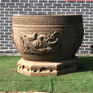 出售仿古石缸庭院别墅阳台水槽流水养鱼荷花缸青石景观装饰水缸