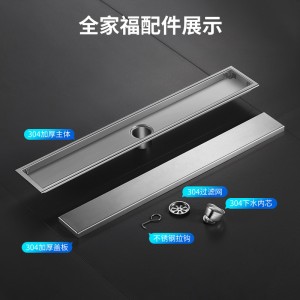 中东跨境304不锈钢长方形隐形地漏 金色隐藏式加长地漏卫生间防臭